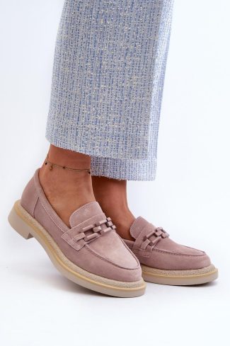 1030434.jpg Pink Mocassin in Moccasins, Loafers with Fabric, Footbed, Upper Height and Heel Height