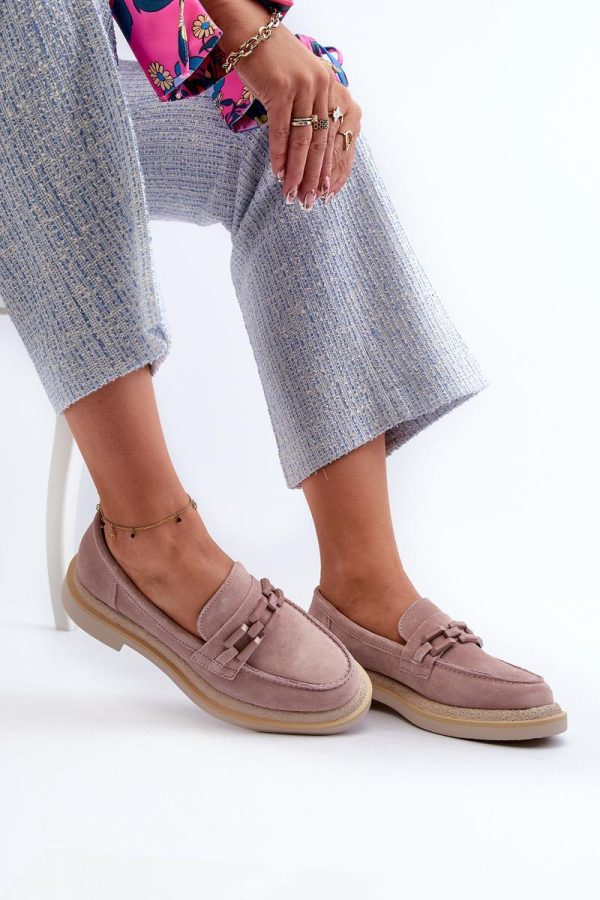Pink Mocassin in Moccasins, Loafers with Fabric, Footbed, Upper Height and Heel Height