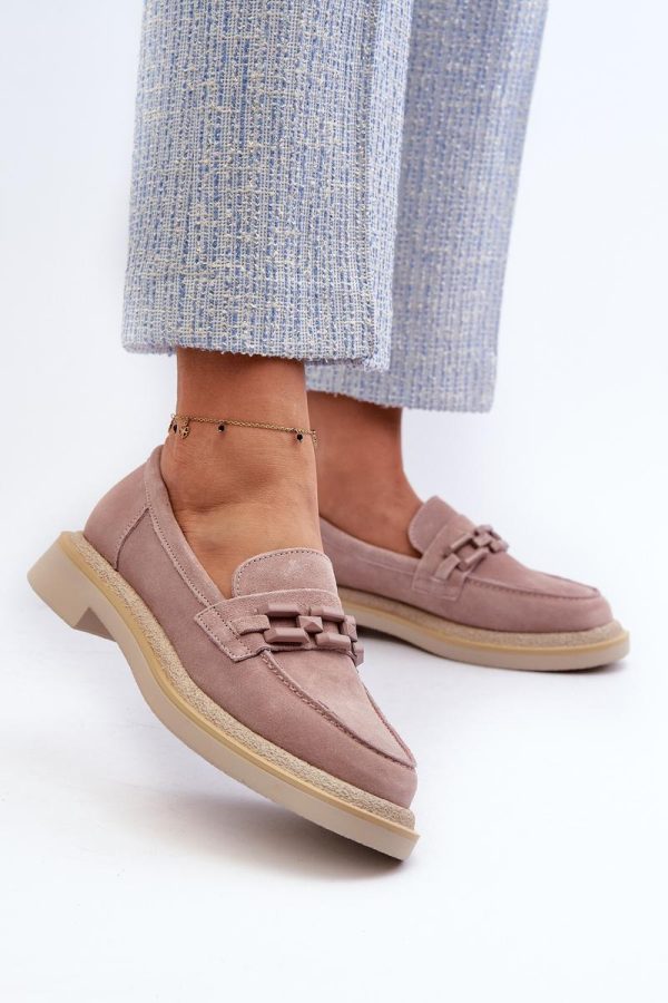 Pink Mocassin in Moccasins, Loafers with Fabric, Footbed, Upper Height and Heel Height