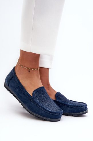 1030440.jpg Navy Blue Mocassin in Moccasins, Loafers with Fabric, Footbed and Upper Height
