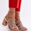 1030461.jpg Pink Heel Sandals in Sandals & Flip-Flops For Women with Fabric, Footbed and Heel Height
