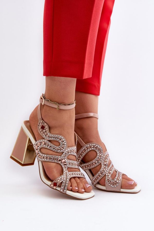 Pink Heel Sandals in Sandals & Flip-Flops For Women with Fabric, Footbed and Heel Height