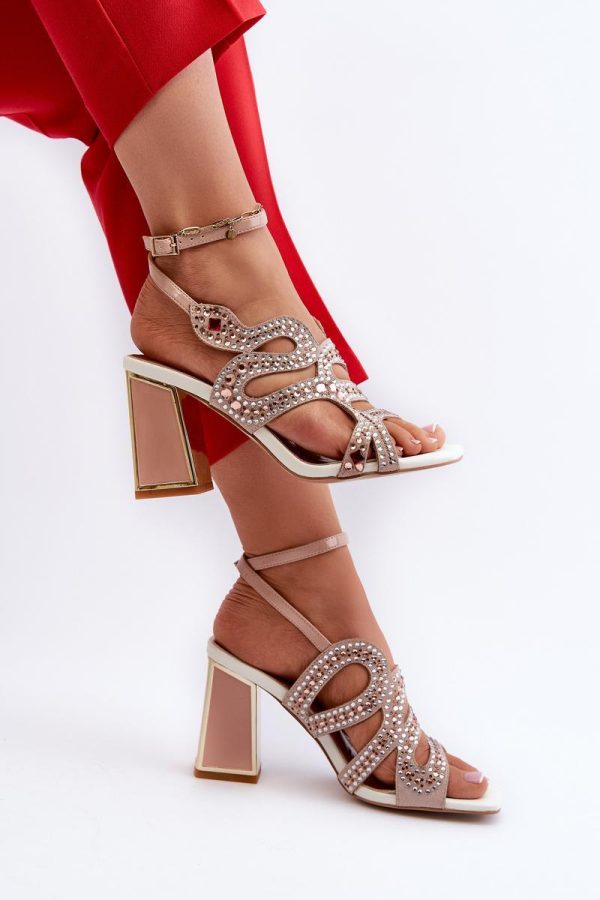Pink Heel Sandals in Sandals & Flip-Flops For Women with Fabric, Footbed and Heel Height