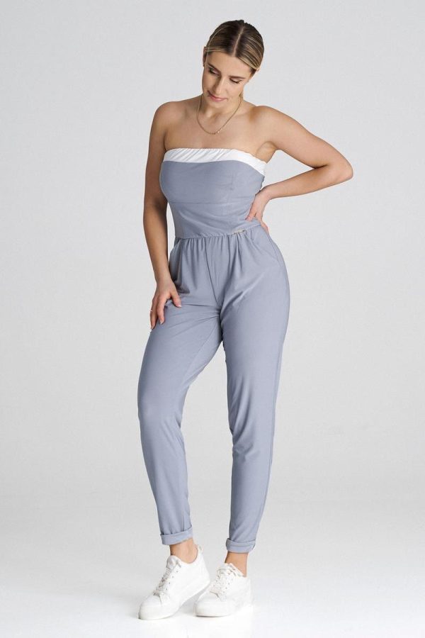 Grey Suit in Playsuits For Women with Spandex and Polyester