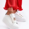 White Sport Shoes in Women`s Athletic Shoes, Trainers, Sneakers with Fabric, Footbed, Upper Height and Platform Height