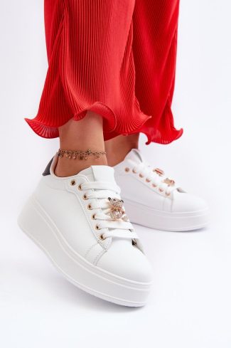 White Sport Shoes in Women`s Athletic Shoes, Trainers, Sneakers with Fabric, Footbed, Upper Height and Platform Height