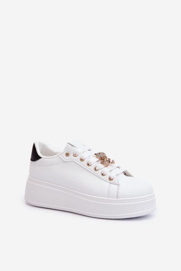 White Sport Shoes in Women`s Athletic Shoes, Trainers, Sneakers with Fabric, Footbed, Upper Height and Platform Height