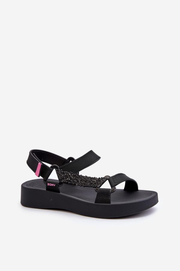Black Sandals in Sandals & Flip-Flops For Women with Fabric, Footbed and Platform Height