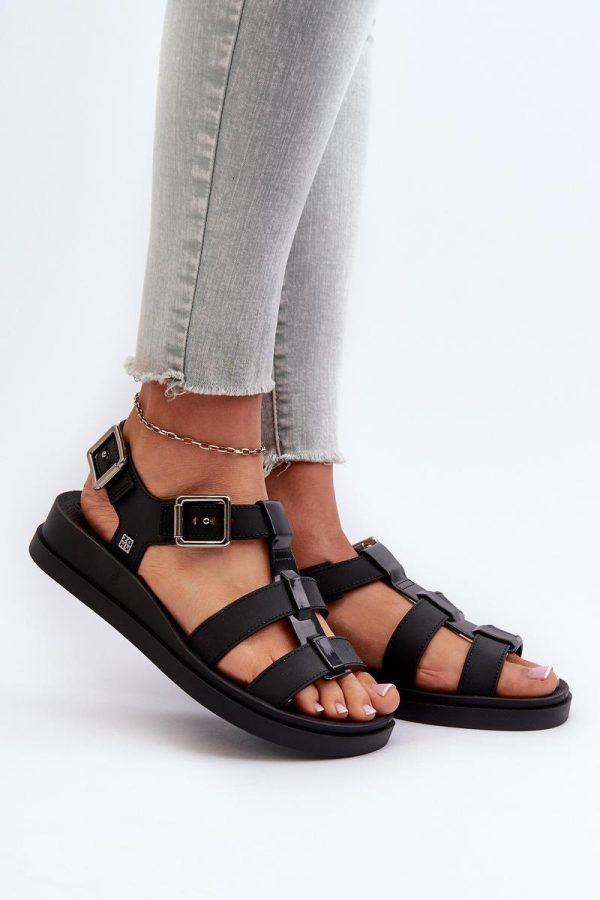 Black Buskin in Sandals & Flip-Flops For Women with Fabric, Footbed, Heel Height and Platform Height