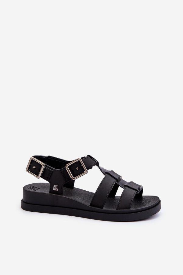 Black Buskin in Sandals & Flip-Flops For Women with Fabric, Footbed, Heel Height and Platform Height