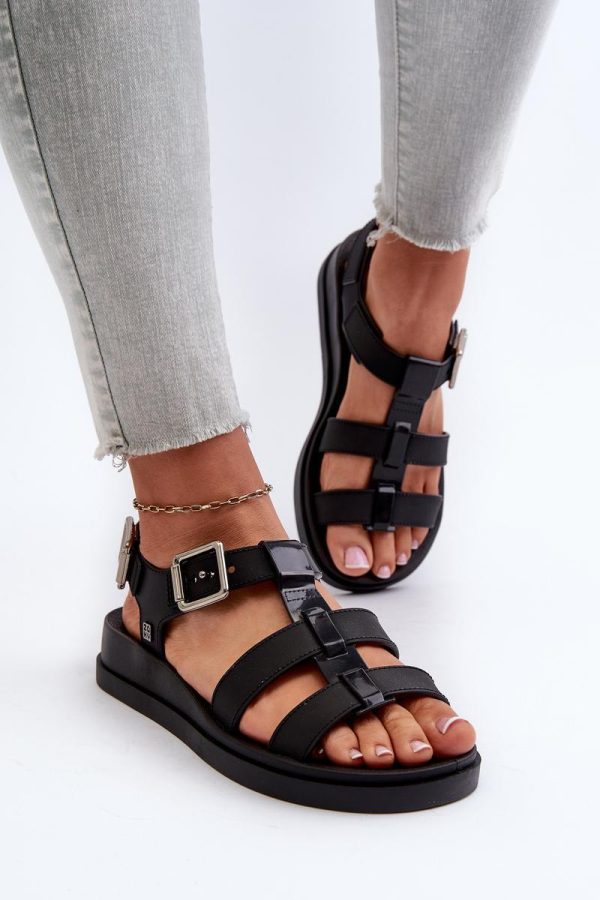 Black Buskin in Sandals & Flip-Flops For Women with Fabric, Footbed, Heel Height and Platform Height