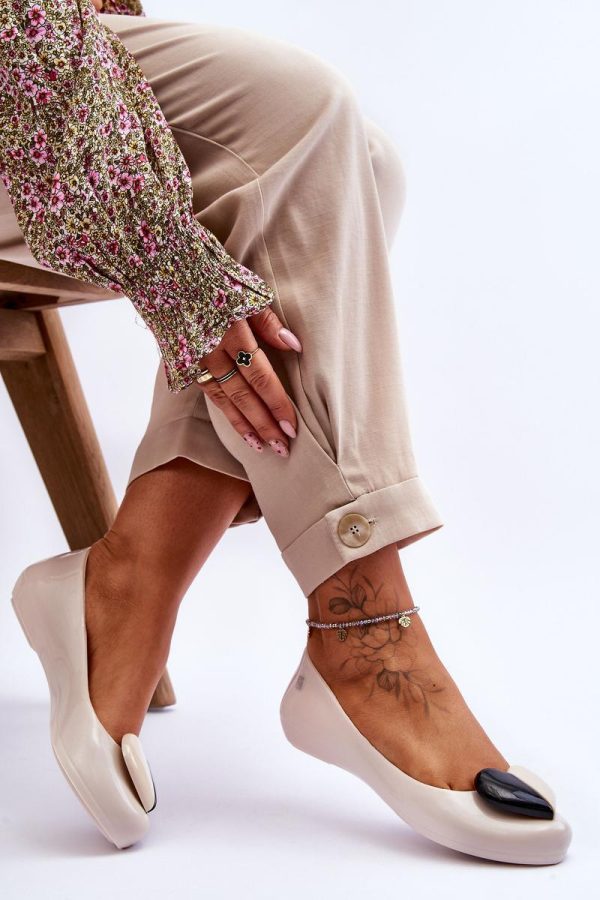 Beige Ballet Flats in Ballet Flats, Ballet Pumps For Women with Fabric, Footbed, Upper Height and Sole Height
