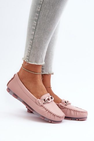 Pink Mocassin in Moccasins, Loafers with Fabric, Footbed and Upper Height