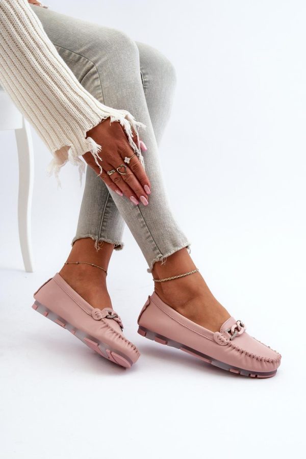 Pink Mocassin in Moccasins, Loafers with Fabric, Footbed and Upper Height