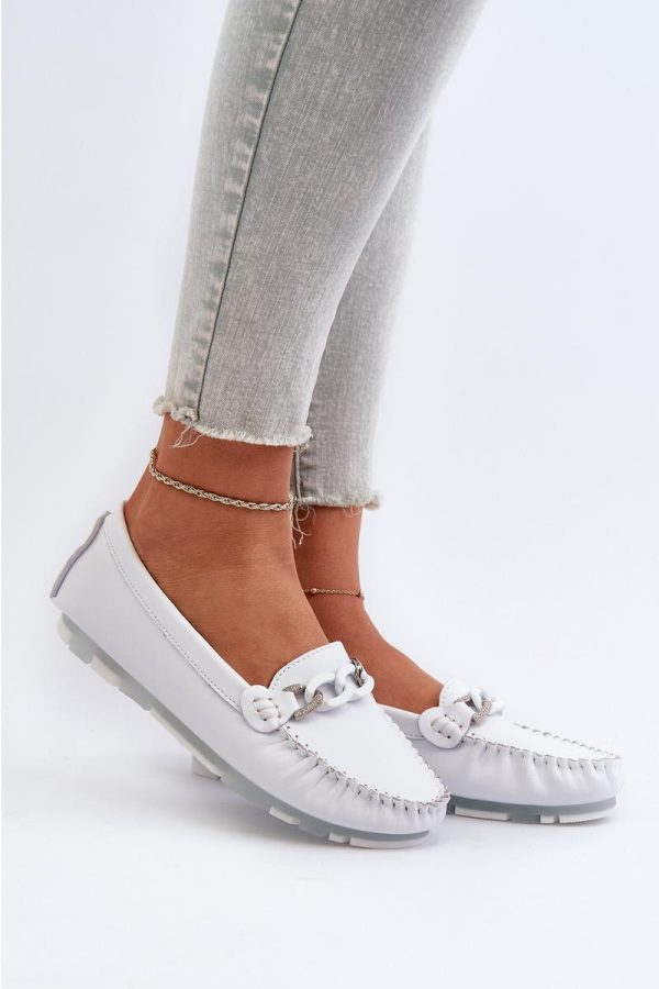 White Mocassin in Moccasins, Loafers with Fabric, Footbed and Upper Height