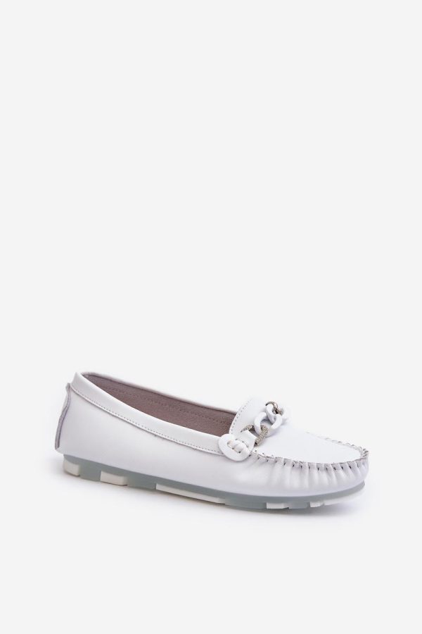 White Mocassin in Moccasins, Loafers with Fabric, Footbed and Upper Height