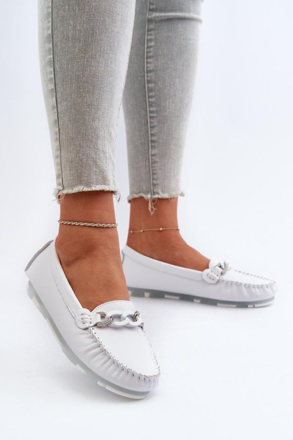 White Mocassin in Moccasins, Loafers with Fabric, Footbed and Upper Height