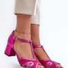 Pink Heel Sandals in Sandals & Flip-Flops For Women with Fabric, Footbed and Heel Height