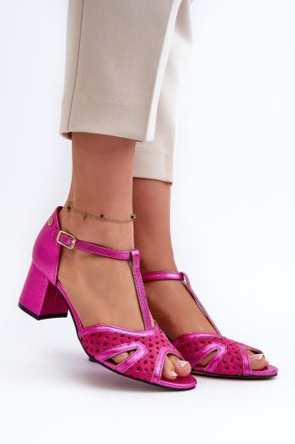 1032066.jpg Pink Heel Sandals in Sandals & Flip-Flops For Women with Fabric, Footbed and Heel Height