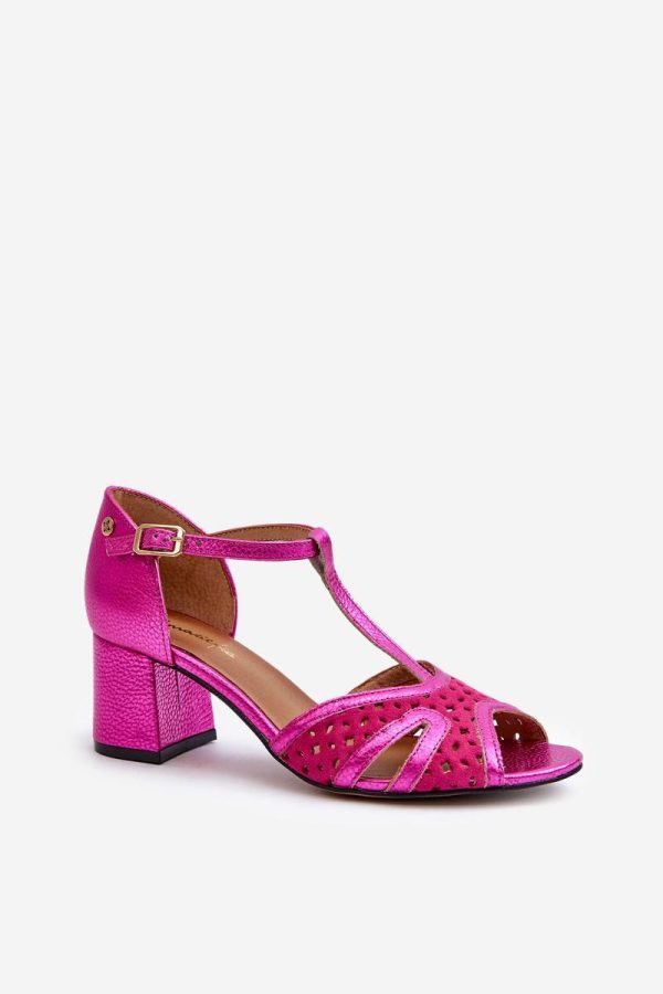 Pink Heel Sandals in Sandals & Flip-Flops For Women with Fabric, Footbed and Heel Height