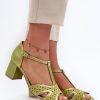 1032072.jpg Green Heel Sandals in Sandals & Flip-Flops For Women with Fabric, Footbed and Heel Height