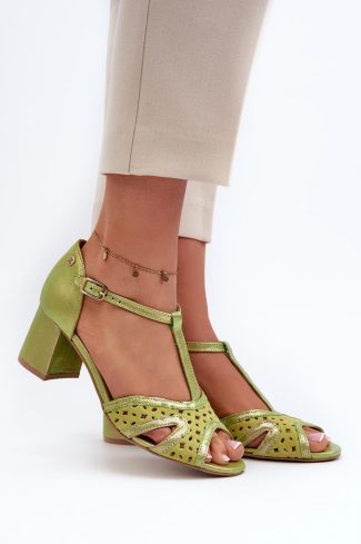 Green Heel Sandals in Sandals & Flip-Flops For Women with Fabric, Footbed and Heel Height