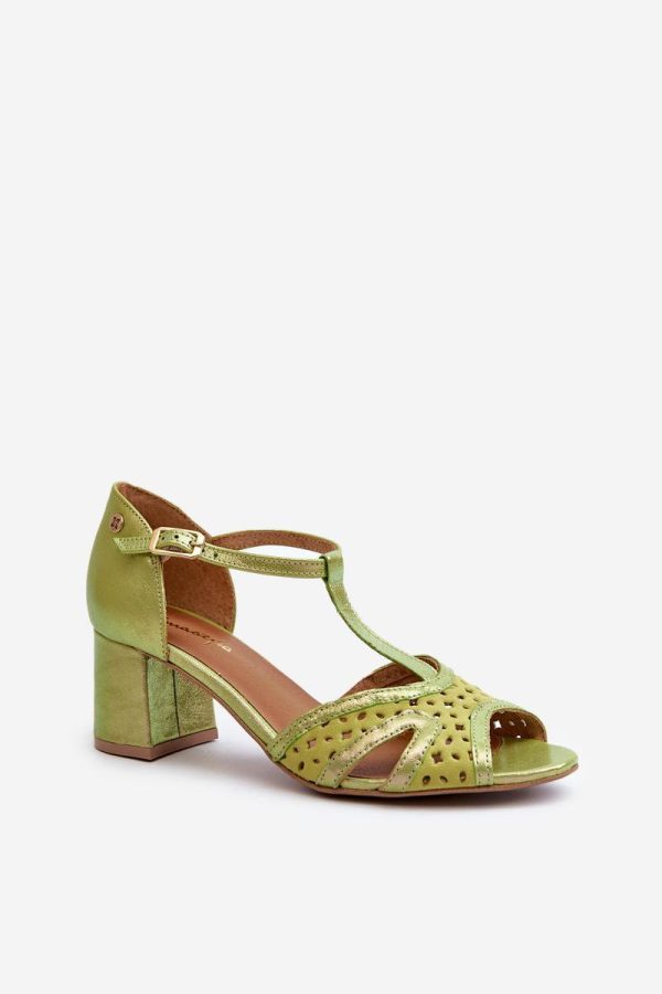 Green Heel Sandals in Sandals & Flip-Flops For Women with Fabric, Footbed and Heel Height