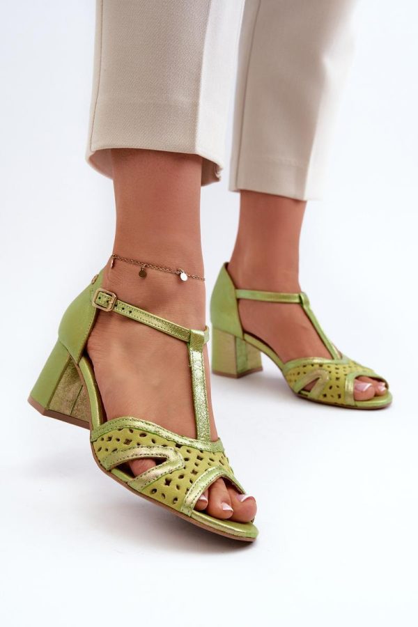 Green Heel Sandals in Sandals & Flip-Flops For Women with Fabric, Footbed and Heel Height