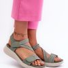 1032102.jpg Green Buskin in Sandals & Flip-Flops For Women with Fabric, Footbed and Heel Height