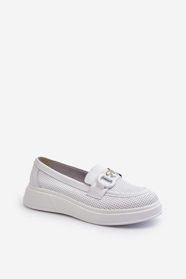 White Mocassin in Moccasins, Loafers with Fabric, Footbed, Upper Height, Heel Height and Platform Height