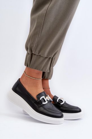 1032404.jpg Black Mocassin in Moccasins, Loafers with Fabric, Footbed, Upper Height, Heel Height and Platform Height