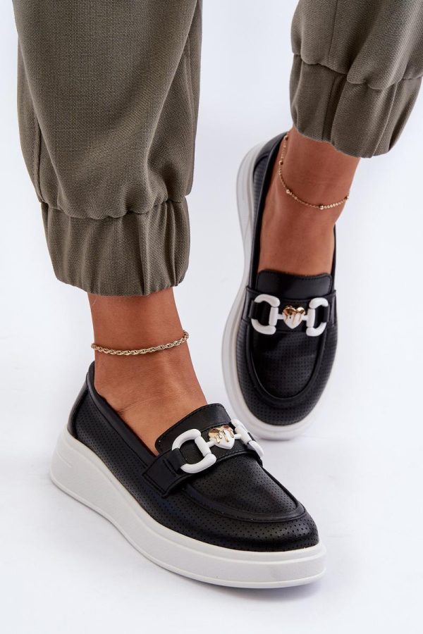 Black Mocassin in Moccasins, Loafers with Fabric, Footbed, Upper Height, Heel Height and Platform Height