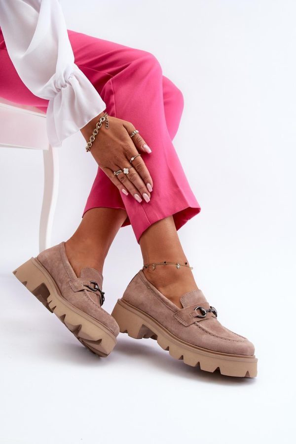 Beige Mocassin in Moccasins, Loafers with Fabric, Footbed, Upper Height, Heel Height and Platform Height