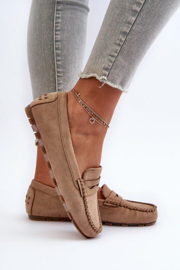 Beige Mocassin in Moccasins, Loafers with Fabric, Footbed and Upper Height