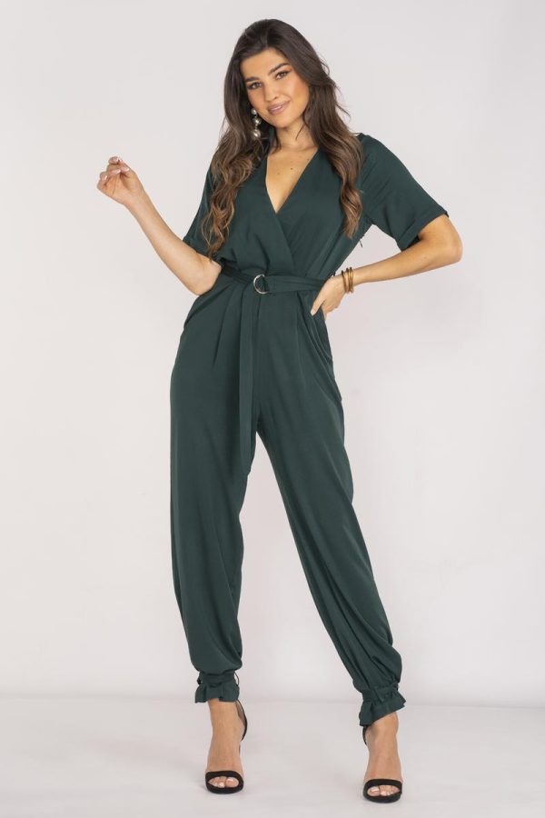 Green Suit in Playsuits For Women with Spandex and Viscose