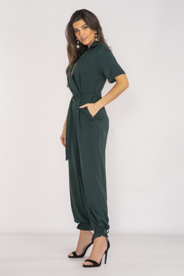 Green Suit in Playsuits For Women with Spandex and Viscose
