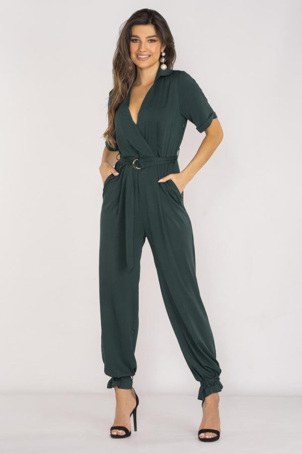 Green Suit in Playsuits For Women with Spandex and Viscose