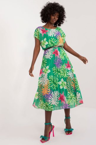 1032588 Green Daydress in Day Dresses with Spandex, Polyester and Viscose