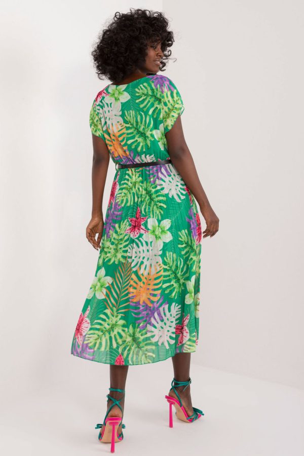 Green Daydress in Day Dresses with Spandex, Polyester and Viscose