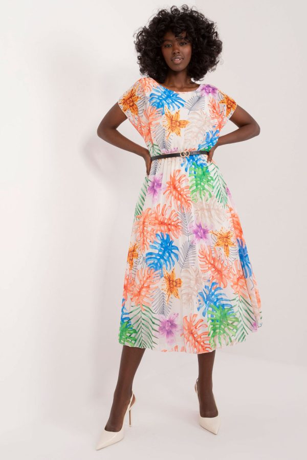 Beige Daydress in Day Dresses with Spandex, Polyester and Viscose