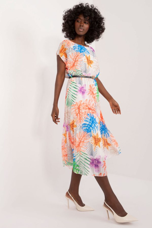 Beige Daydress in Day Dresses with Spandex, Polyester and Viscose