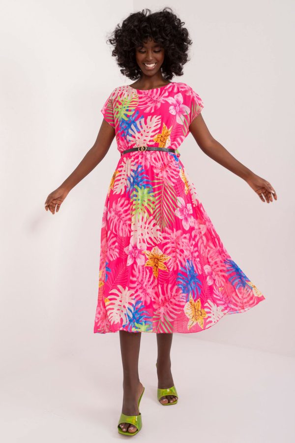 Pink Daydress in Day Dresses with Spandex, Polyester and Viscose