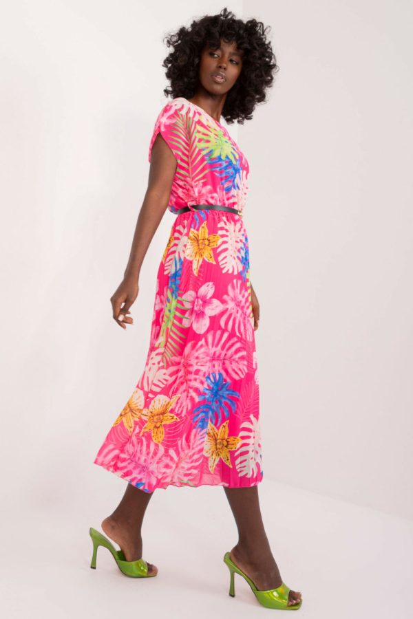 Pink Daydress in Day Dresses with Spandex, Polyester and Viscose