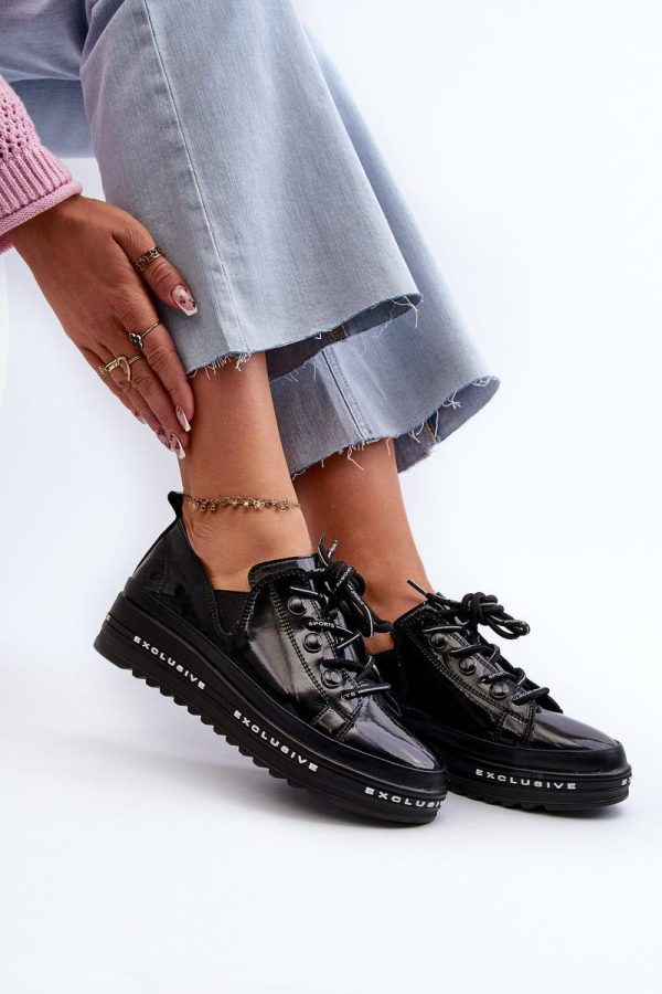 Black Platform Shoes in Women`s Ankle Boots & Booties with Fabric, Footbed, Upper Height and Platform Height