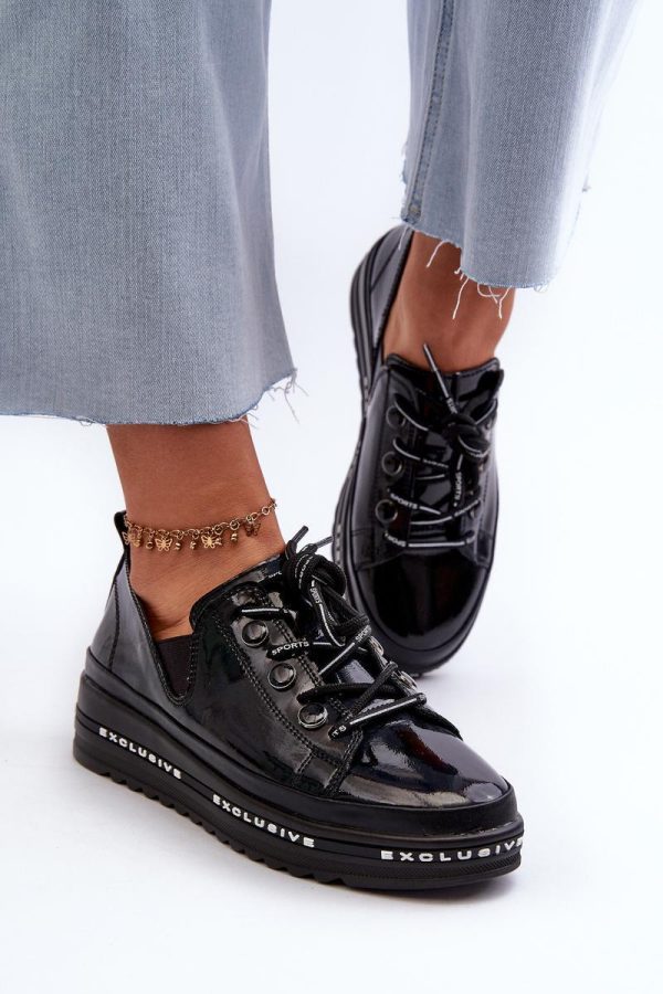 Black Platform Shoes in Women`s Ankle Boots & Booties with Fabric, Footbed, Upper Height and Platform Height