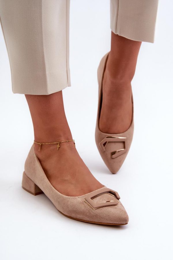 Beige Heel Pumps in Court Shoes, Pumps Shoes with Fabric, Footbed, Upper Height and Heel Height