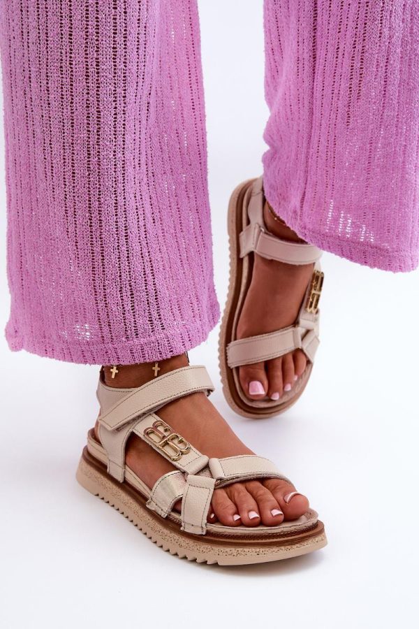 Beige Platform Sandals in Sandals & Flip-Flops For Women with Fabric, Footbed and Platform Height