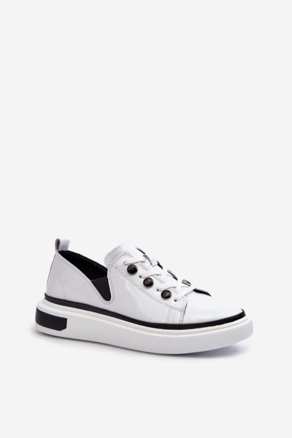 White Sport Shoes in Women`s Athletic Shoes, Trainers, Sneakers with Fabric, Footbed, Upper Height and Platform Height