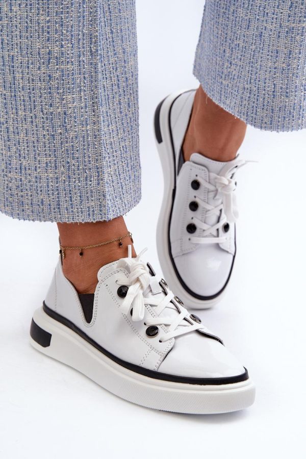 White Sport Shoes in Women`s Athletic Shoes, Trainers, Sneakers with Fabric, Footbed, Upper Height and Platform Height