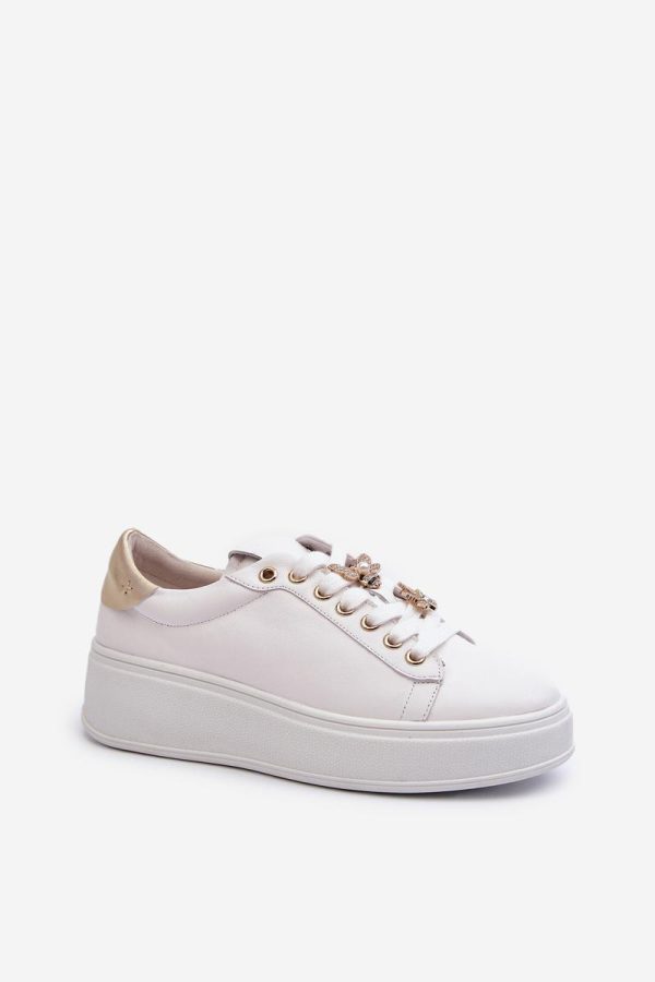 White Platform Sneakers in Women`s Athletic Shoes, Trainers, Sneakers with Fabric, Footbed, Upper Height and Platform Height